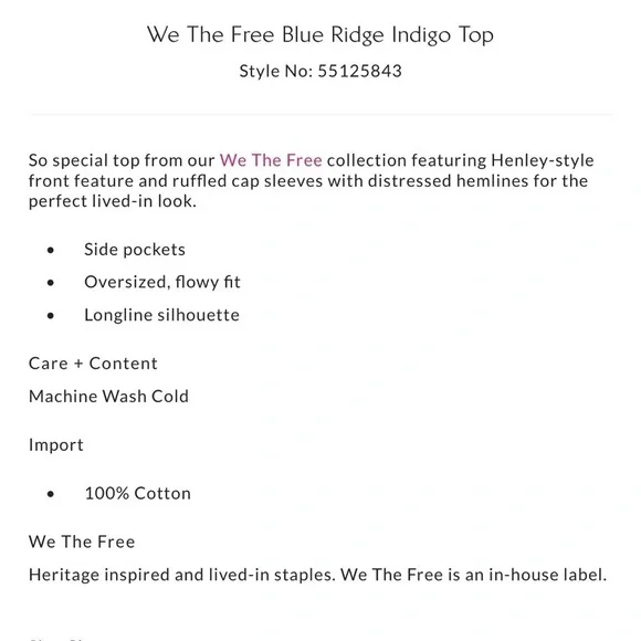 Free People Blue Ridge Indigo Top - Picture 4 of 8